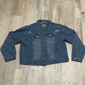 SHEIN SXY Flap Pocket Drop Shoulder Denim Jacket